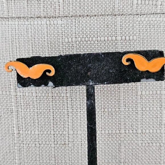 Fashion Jewelry Earrings Mustache Orange Enamel Stud Earring - Picture 3 of 12